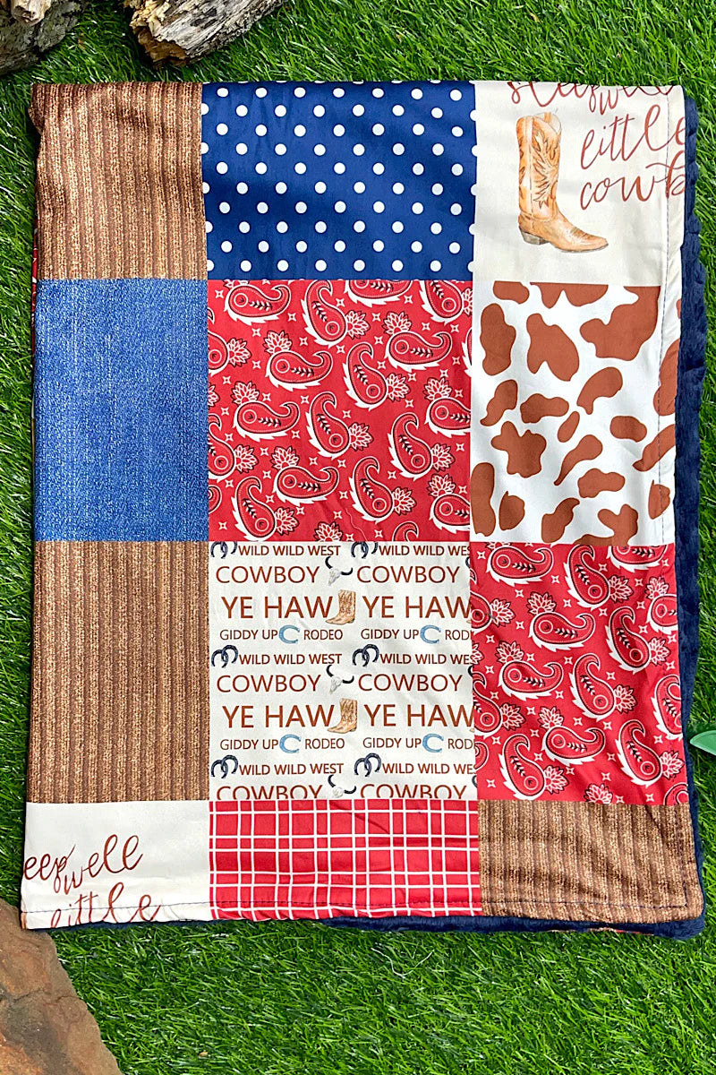 Baby Blanket - Mink Blue & Red Cowboy