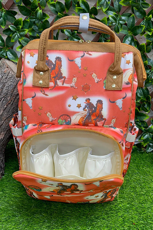 Orange Cowboy Bottle Insulated Diaper Bag