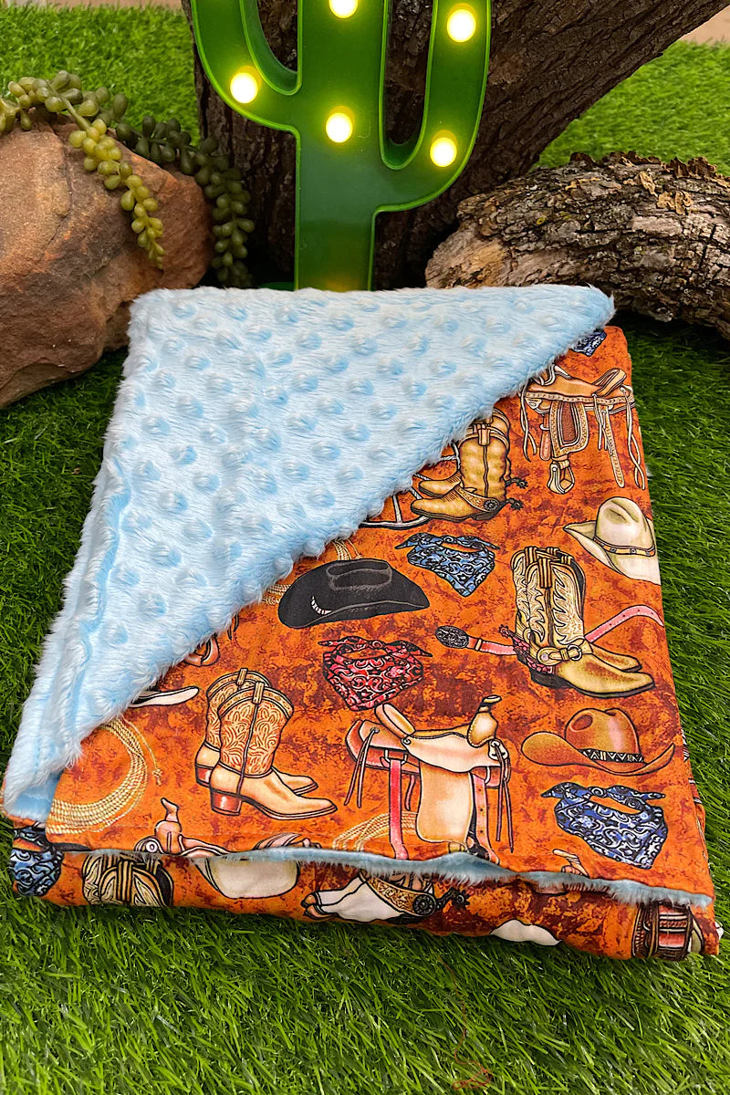 Baby Blanket - Mink Orange Cowboy