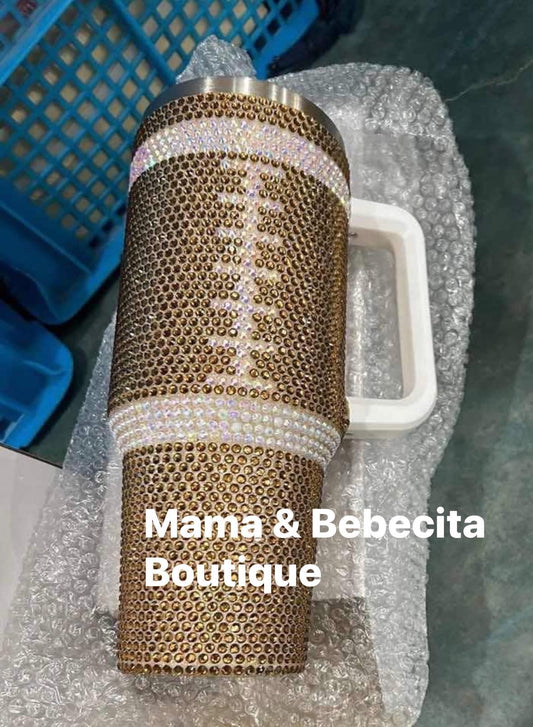 Football Bling Rhinestone 40 oz Tumbler (PRE-ORDER)