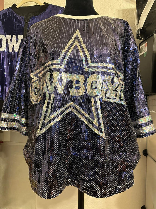 Navy Cowboys Sequin top ( PRE-ORDER)