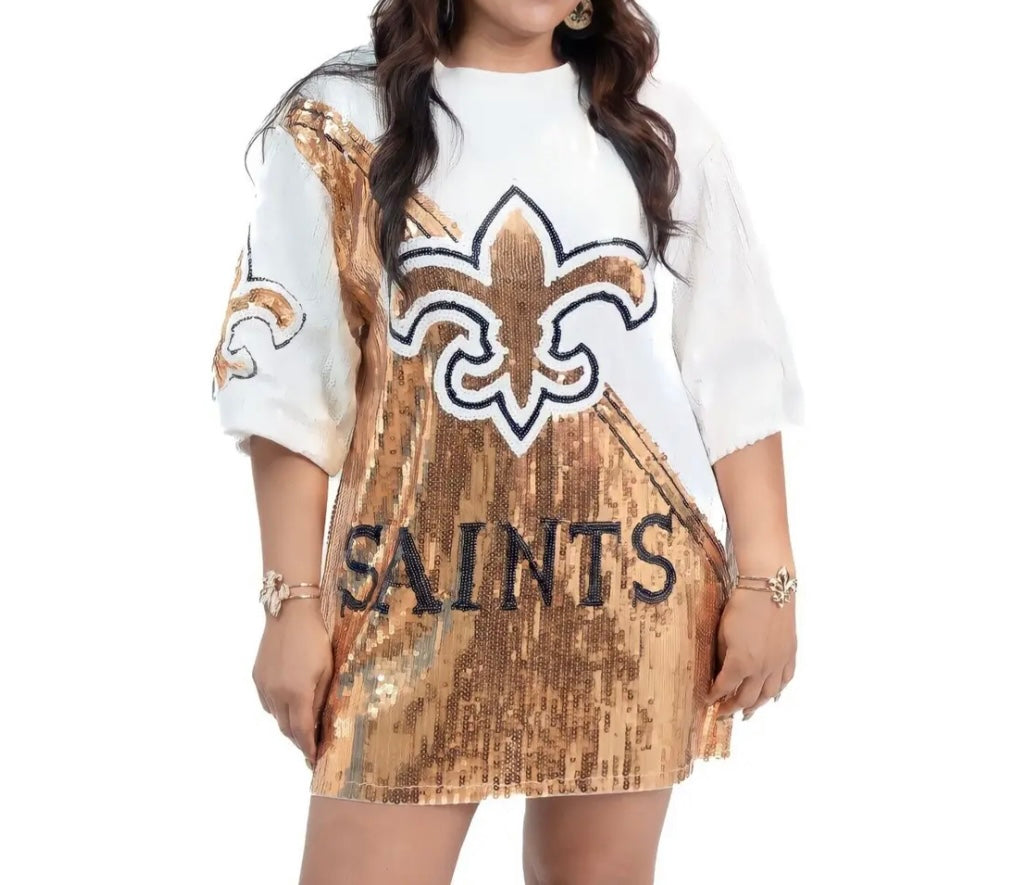 Saints White & Gold Sequin Dress (PRE-ORDER)