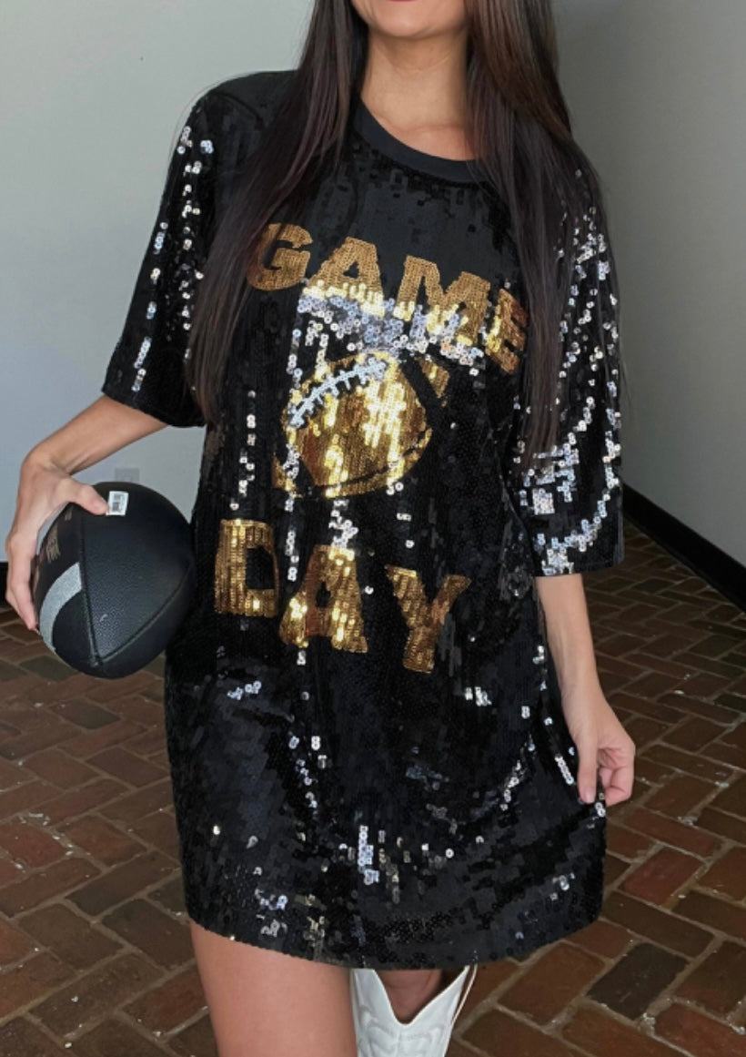 Black & Gold Sequin Dress (PRE-ORDER)