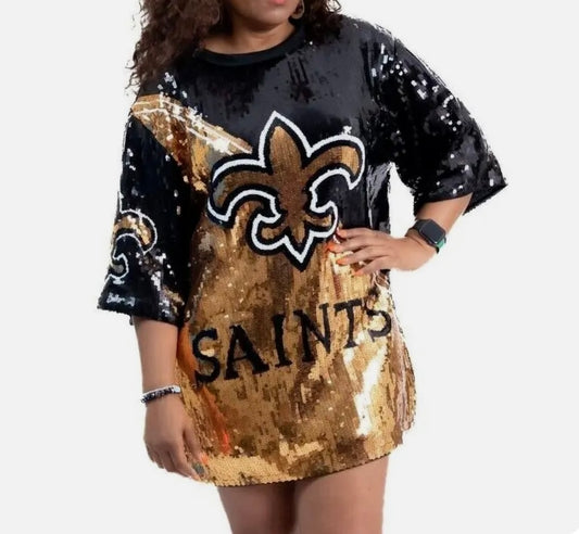 Saints Black & Gold Sequin Dress (PRE-ORDER)