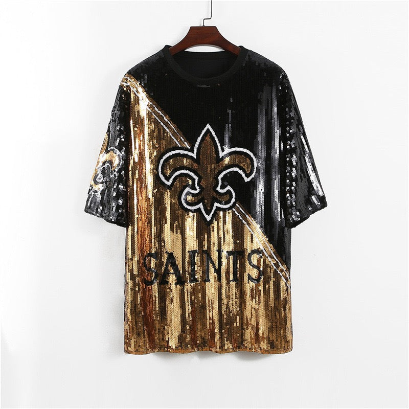 Saints Black & Gold Sequin Dress (PRE-ORDER)