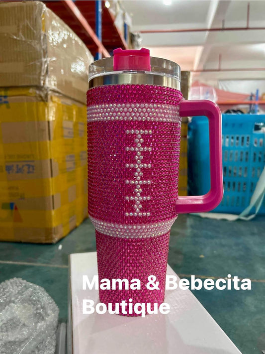 Breast Cancer Football Pink Bling 40 oz Tumbler (PRE-ORDER)