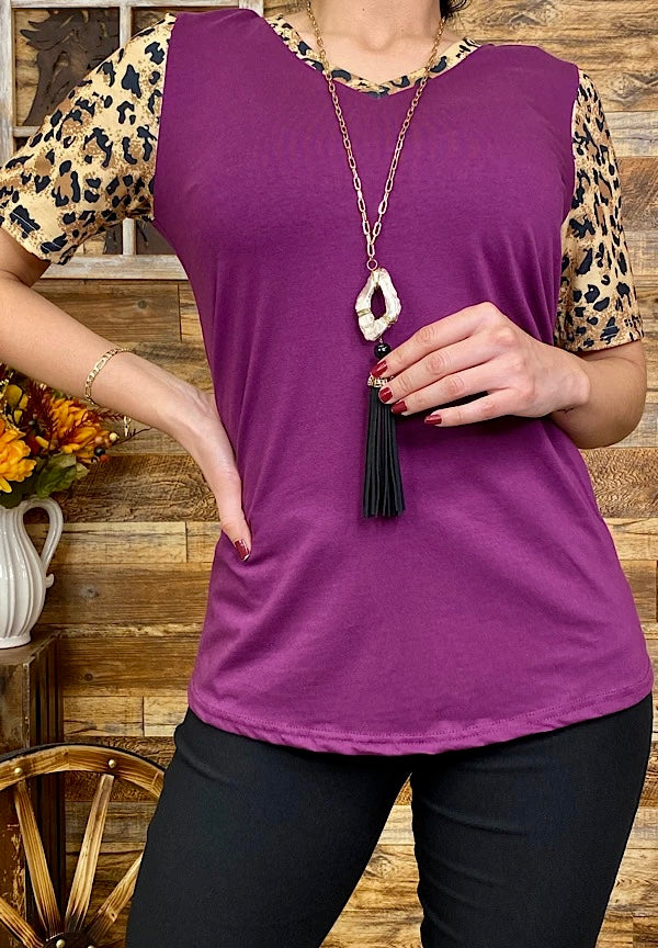 Purple Cheetah V-Neck