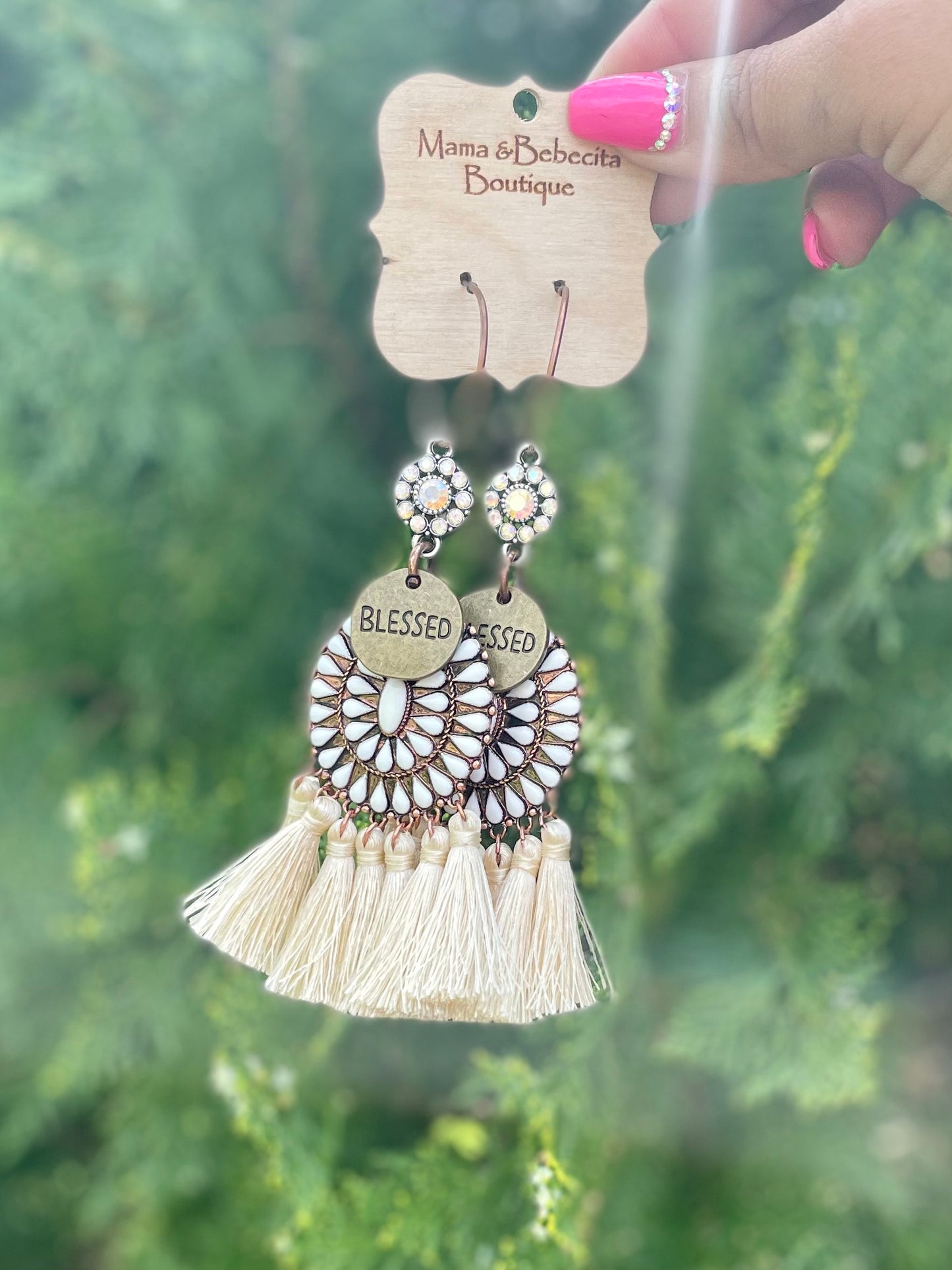 Earrings- Beige Fringe