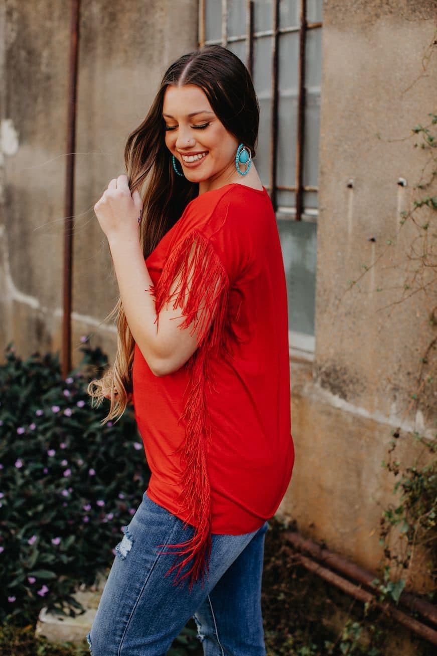 Red Fringe Top