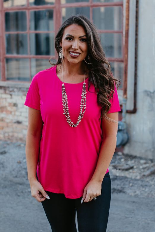 Pink Curved Hem Top