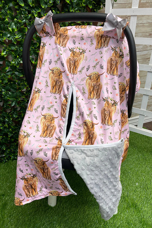 Car Seat Cover - Pink Cow