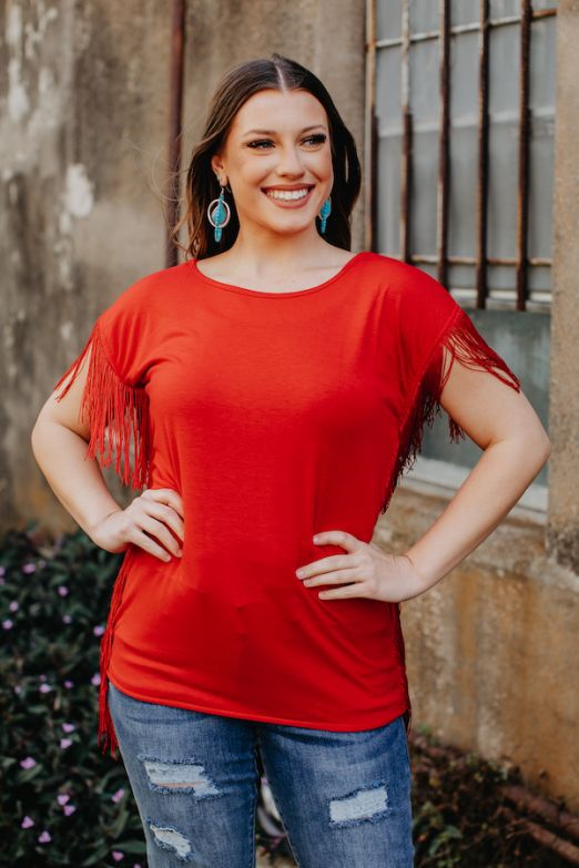 Red Fringe Top