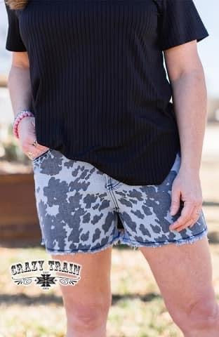 Cow Denim Shorts