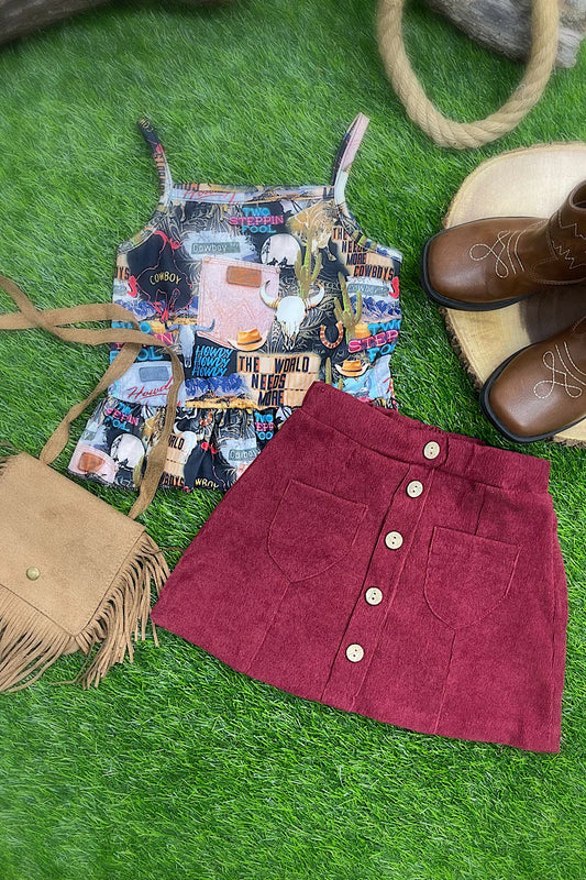 Corduroy Skirt Maroon