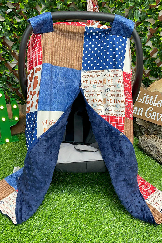 Car Seat Cover - Blue & Red Cowboy