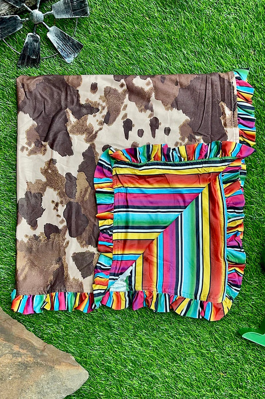 Baby Blanket - Brown Colorful Cow