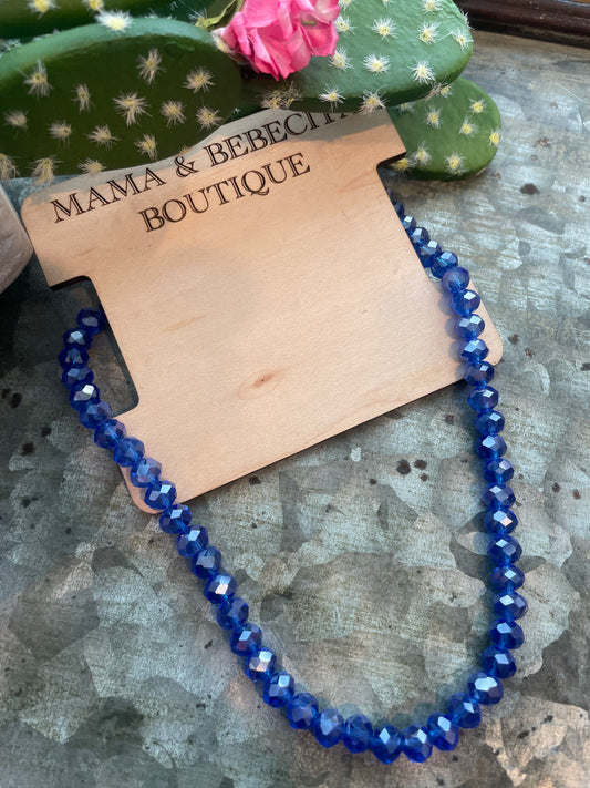 Royal Blue Short Crystal Necklace