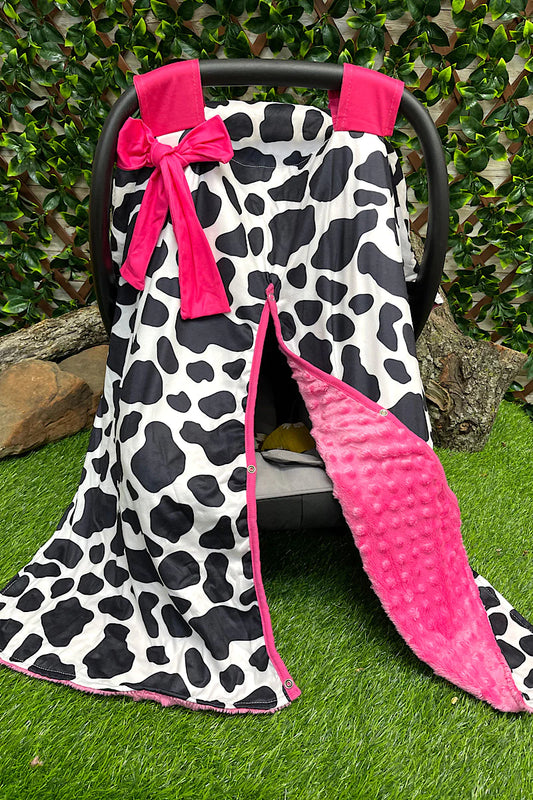 Car Seat Cover - Hot Pink Cow