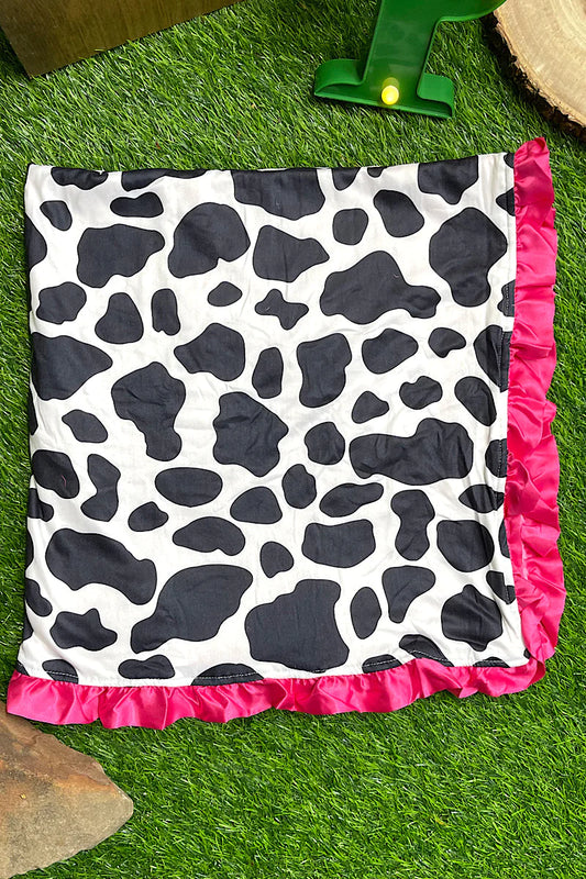 Baby Blanket - Hot pink Cow