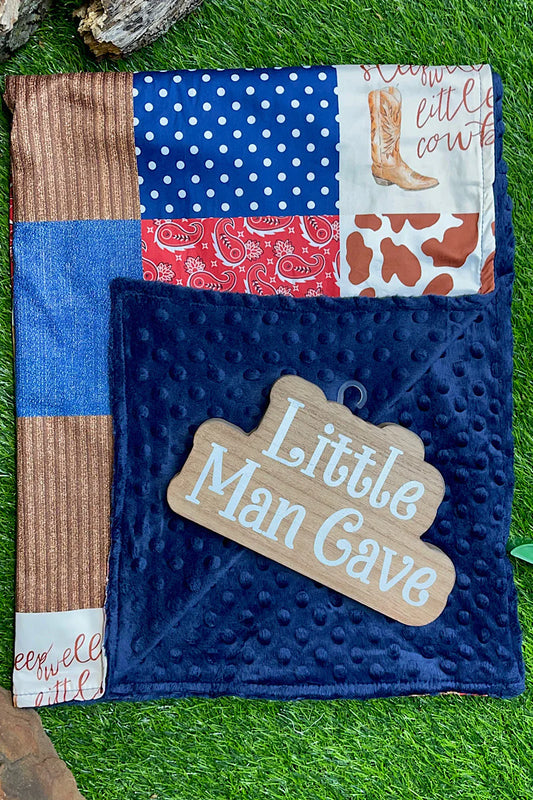 Baby Blanket - Mink Blue & Red Cowboy