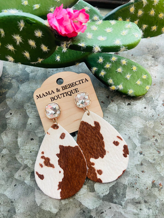 Hair On Hide Cow Print Earrings