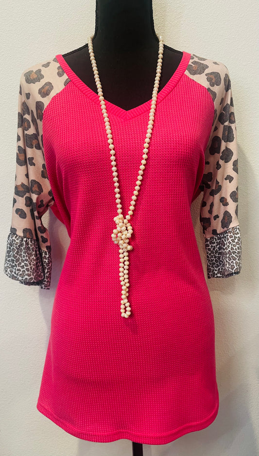 Pink Cheetah Waffle top