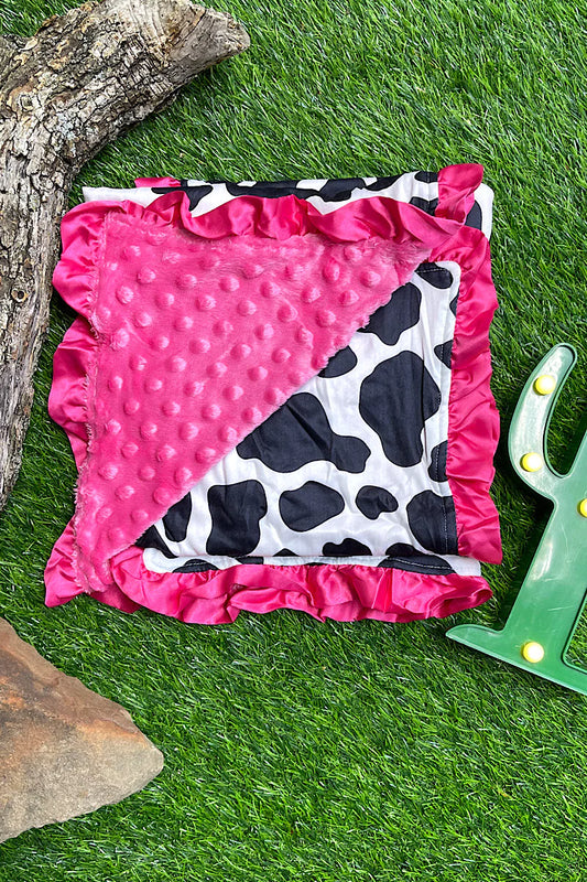 Baby Blanket - Hot pink Cow