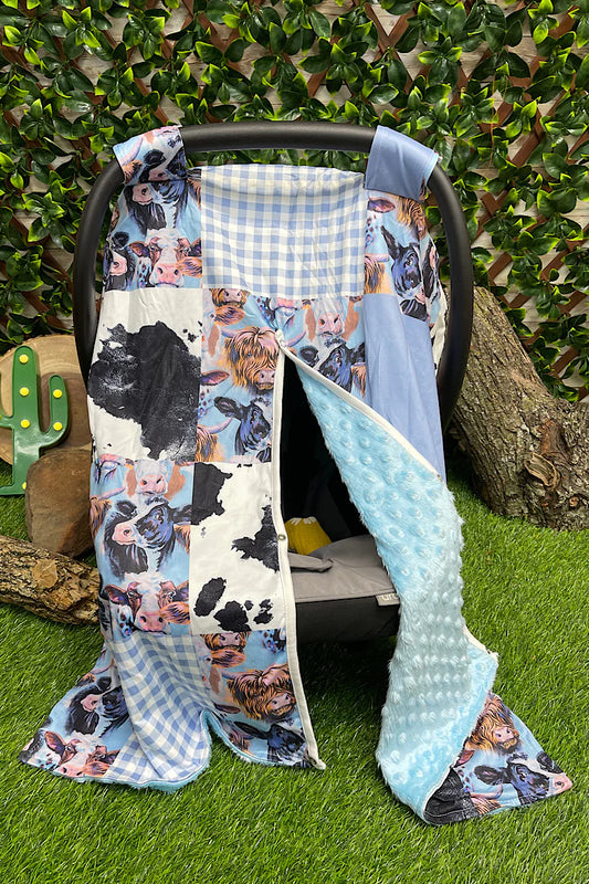 Car Seat Cover - Blue Sky Cow