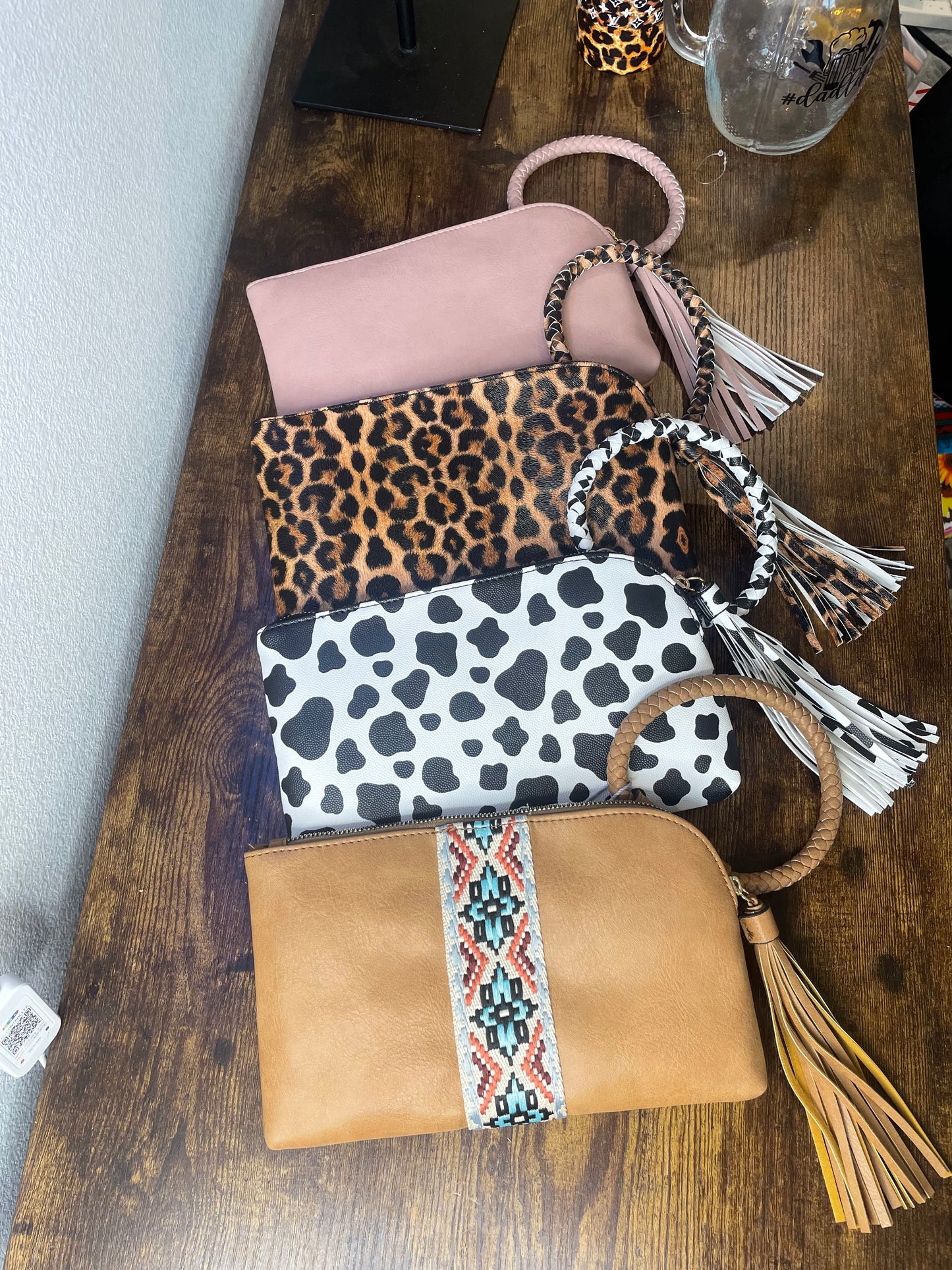 Cow Print Wristlet