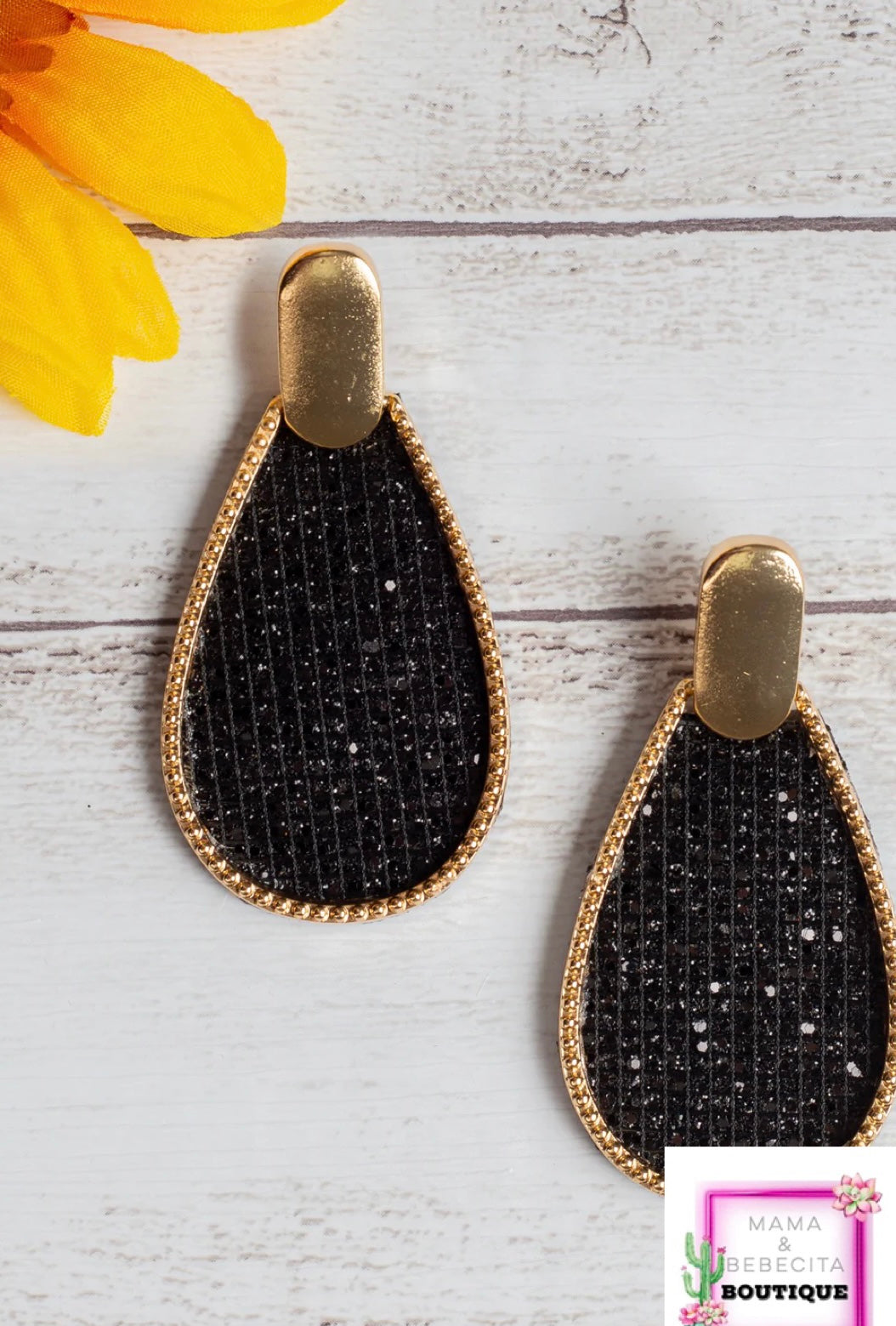 Black Druzy Earrings