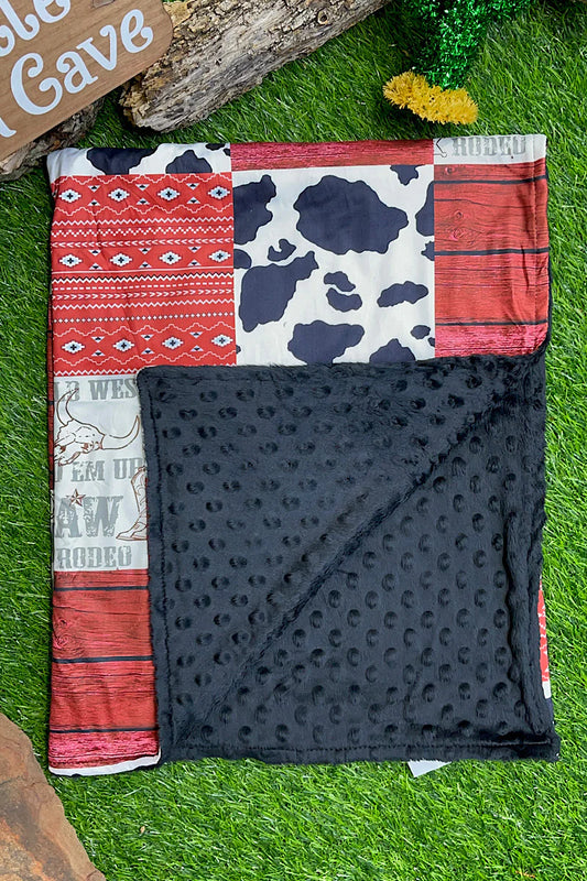 Baby Blanket - Mink Black & Red Yee Haw