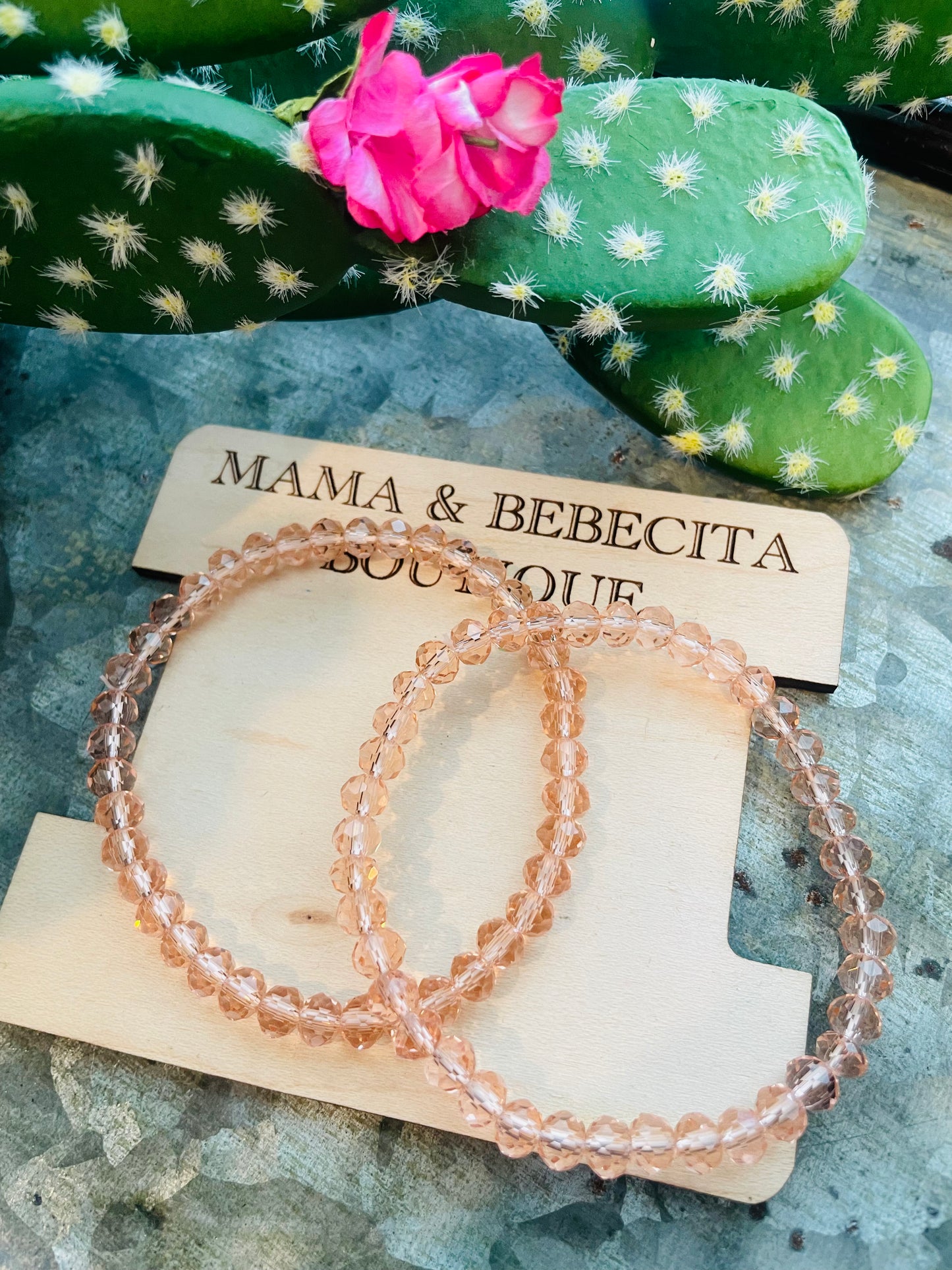 Rose Gold Crystal Beaded Bracelet Set