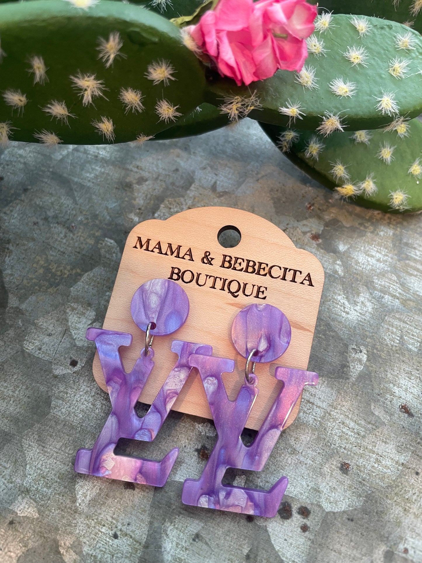 Purple Acrylic Earrings