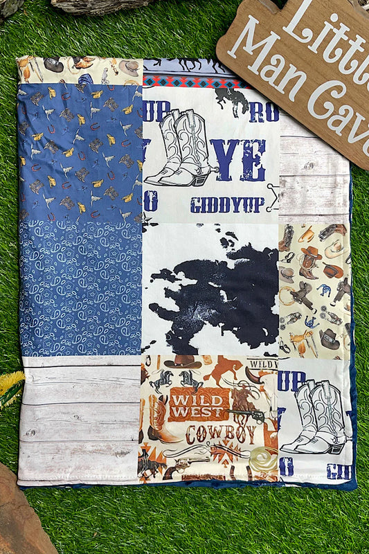 Baby Blanket - Mink Blue Yee Haw
