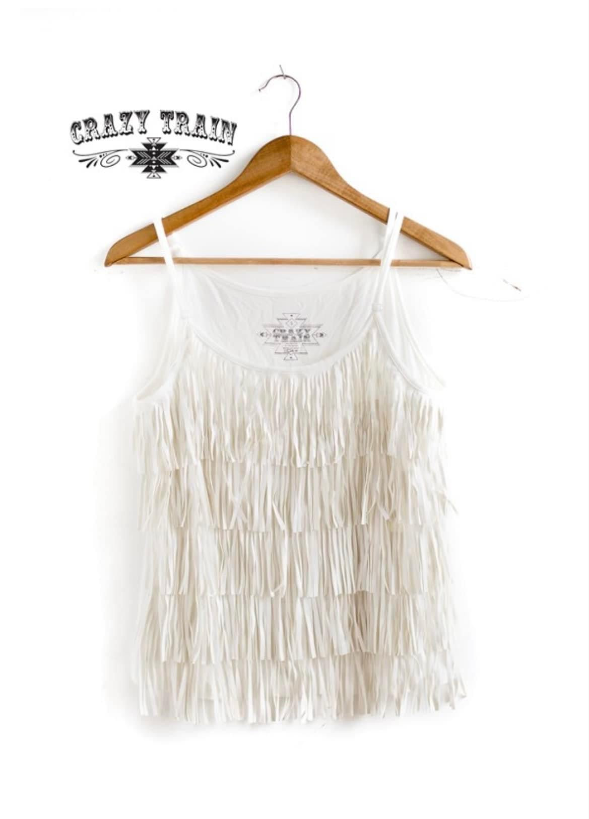 White Fringe Tank