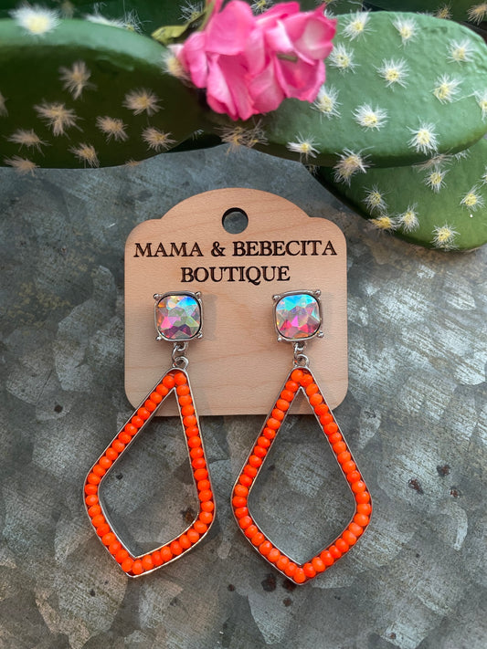 Orange Beaded AB Earrings