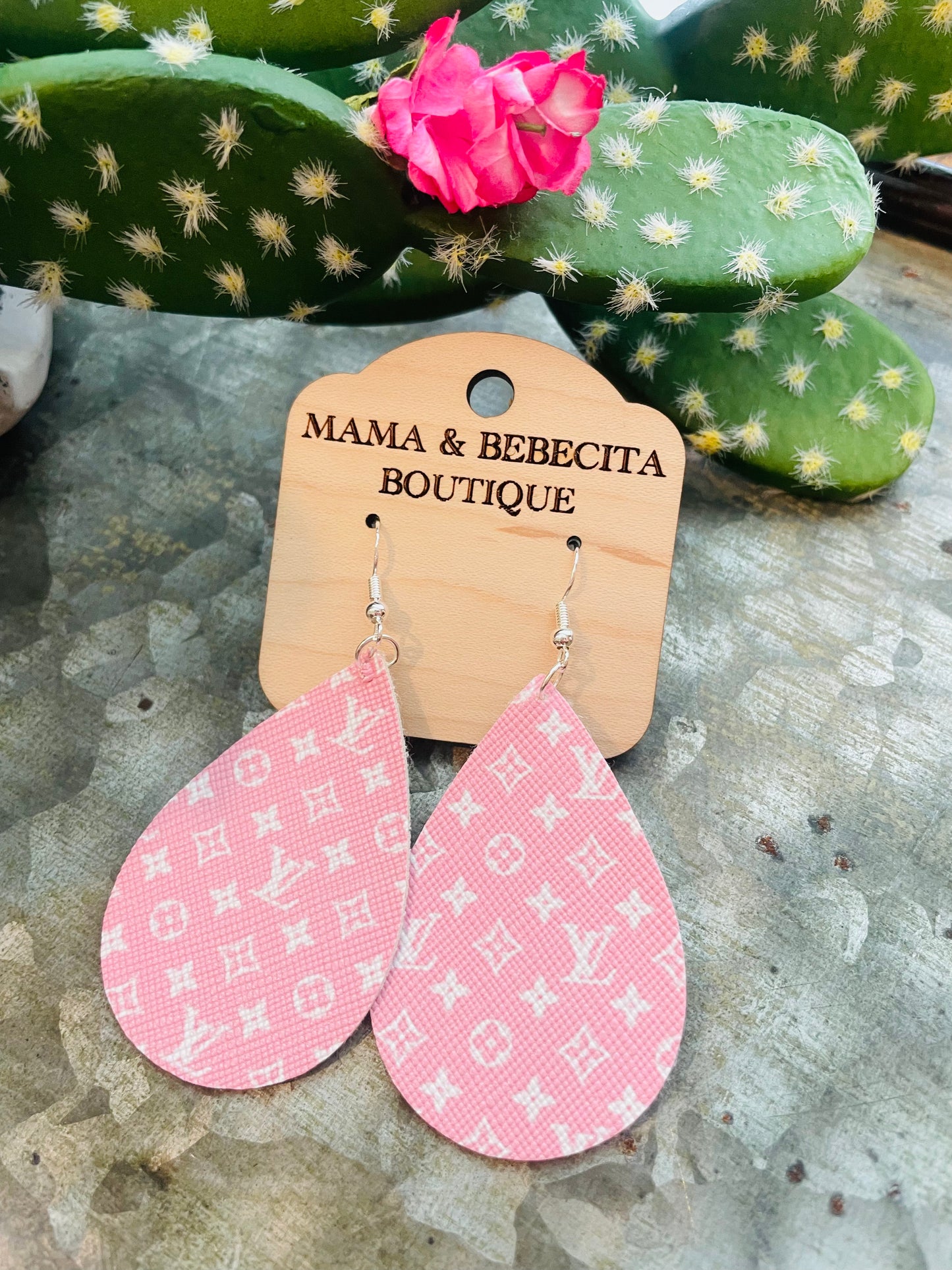 Pink/White Faux Earrings