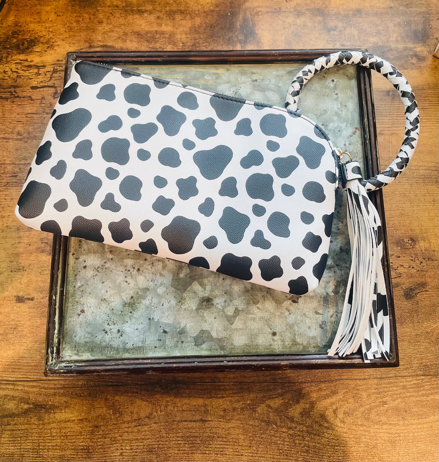 Cow Print Wristlet