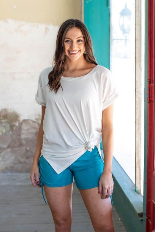 Teal Comfy Short with tie on sides