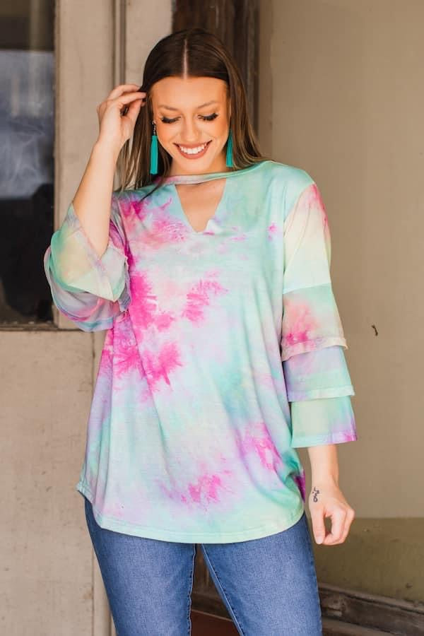 Tie-Dye Keyhole top