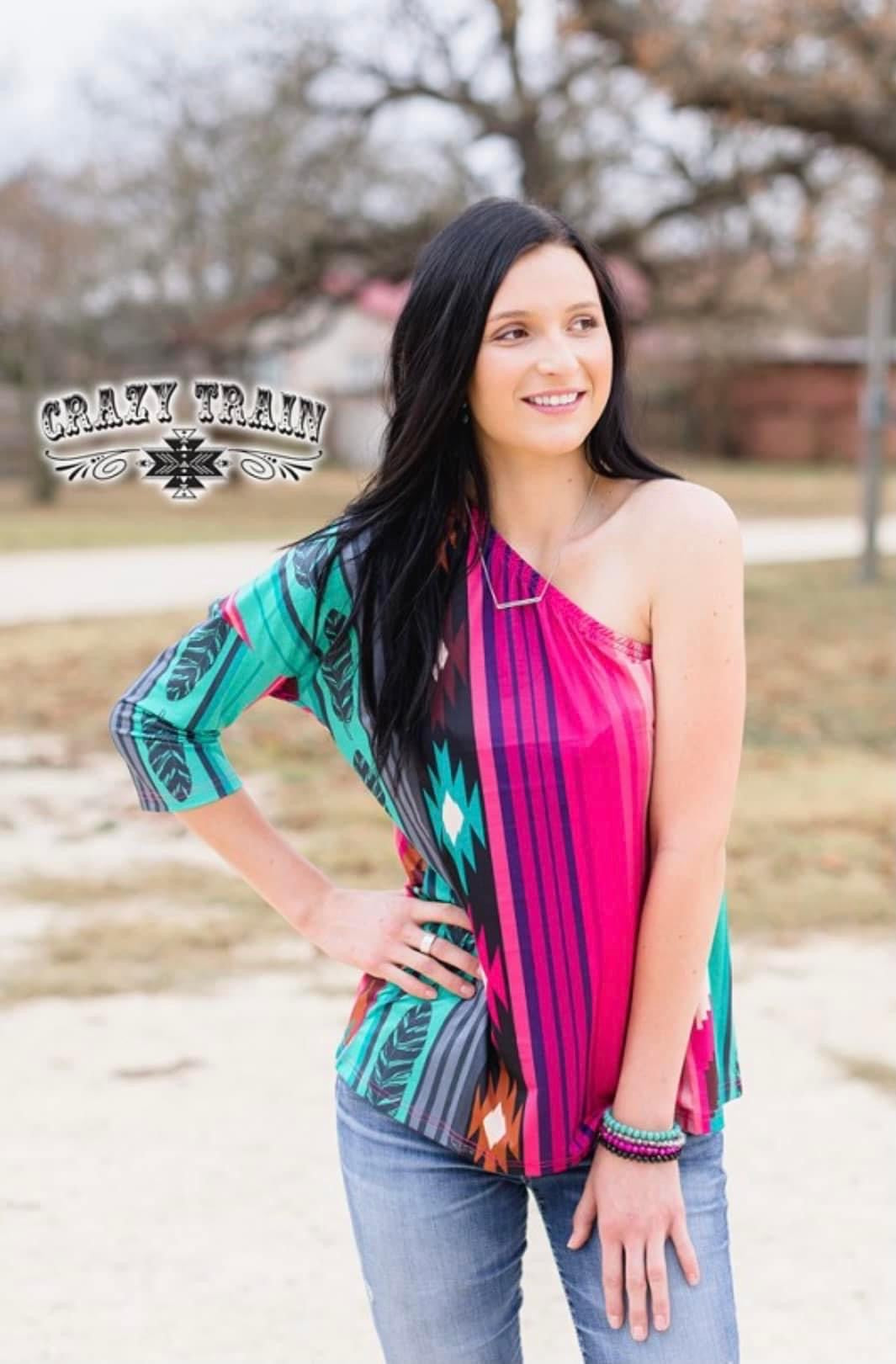 One Shoulder Colorful Top