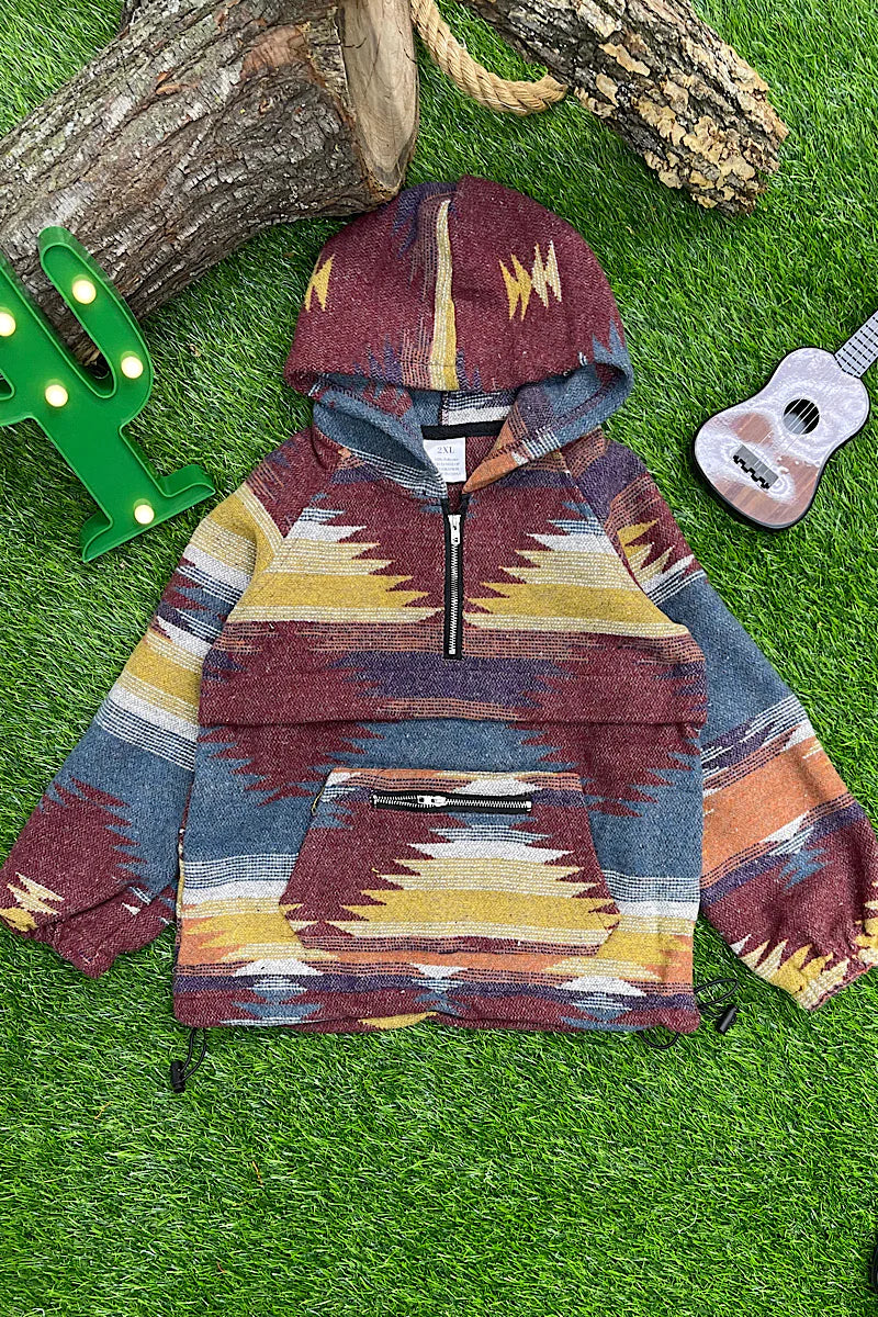 Maroon Aztec Hoodie