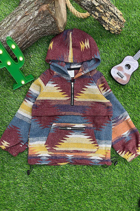 Maroon Aztec Hoodie