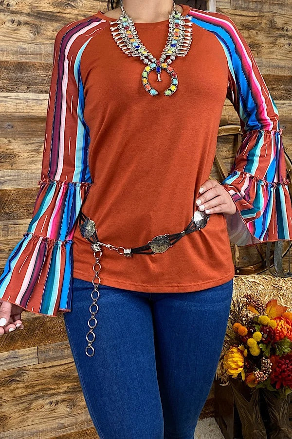 Orange Bell Sleeve Top