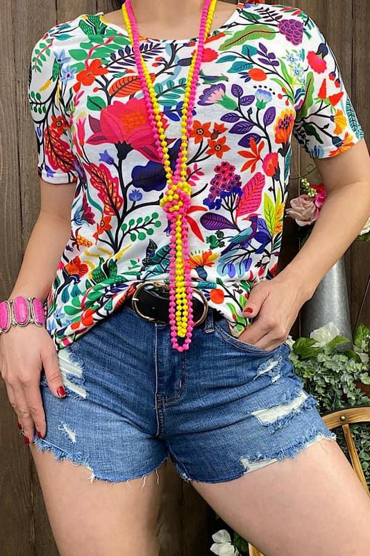 Floral Colorful Crisscross Top