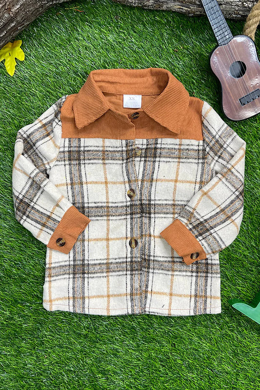 Corduroy Plaid Button Up Fleece Tunic