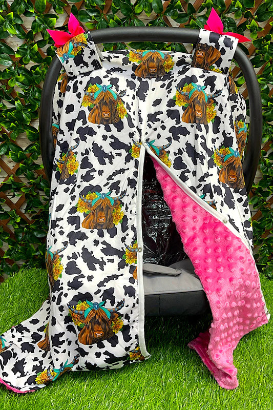 Car Seat Cover - Pink cow Print