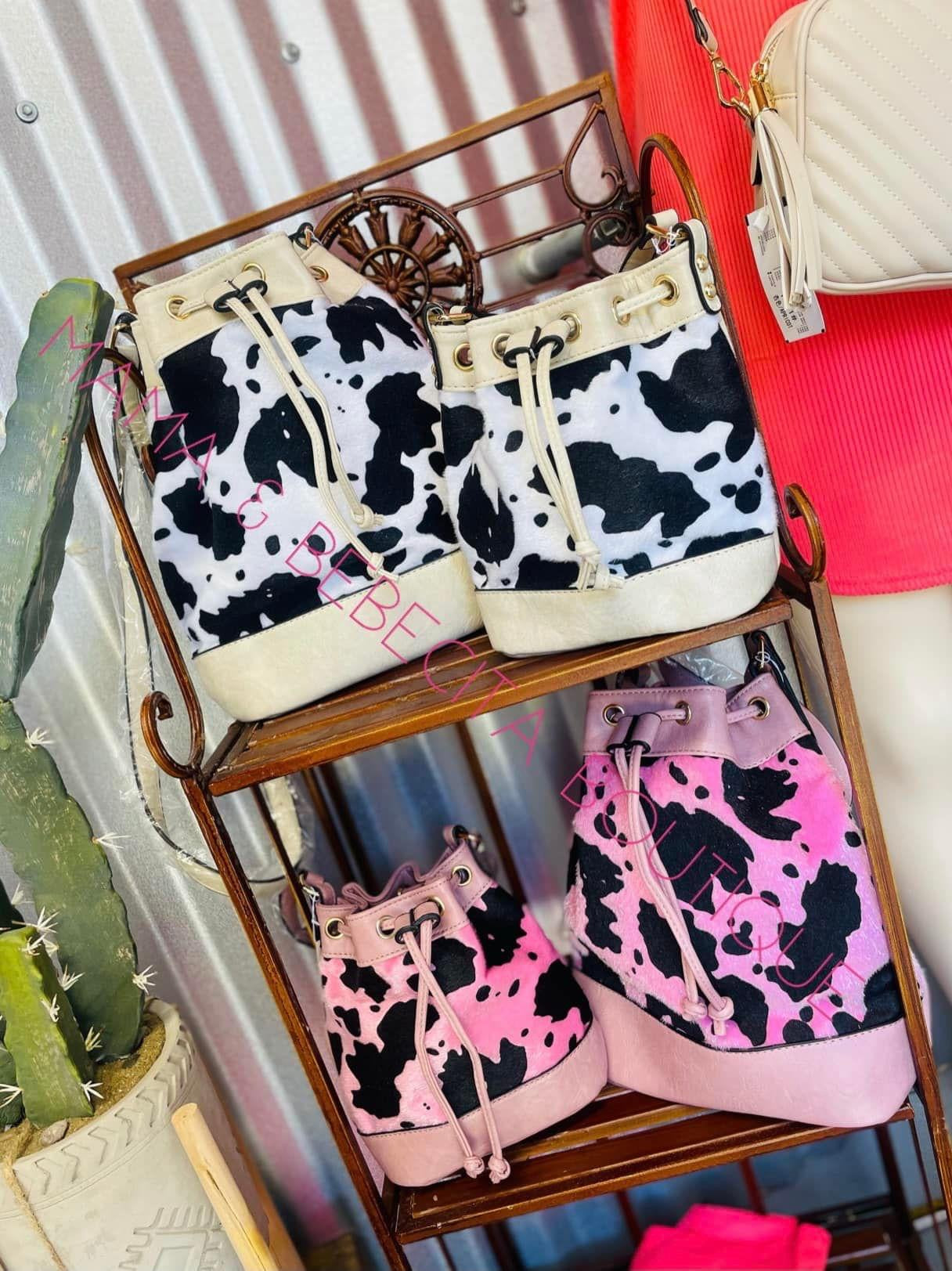 Mommy & Me Cow Print Bucket Bag