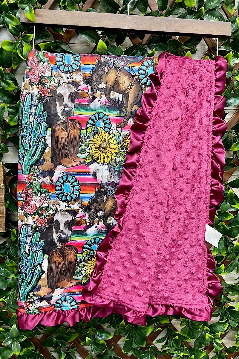 Baby Blanket - Turquoise, Sunflower, & Serape