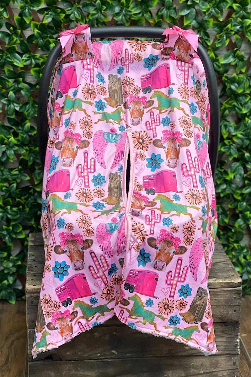 Car Seat Cover - Pink Cowgirl